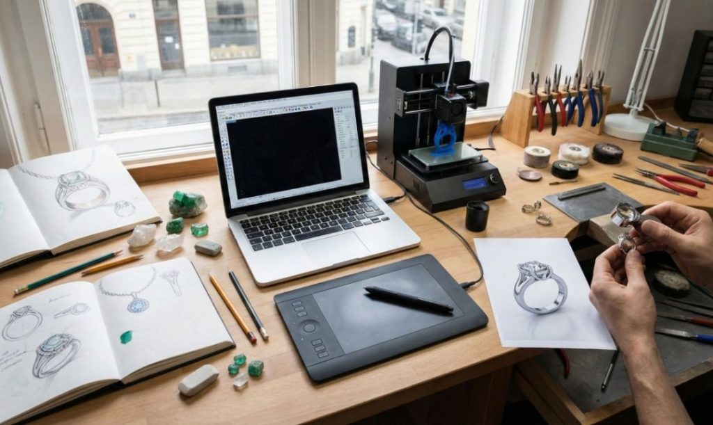 proceso de diseño de joyas manual y digital